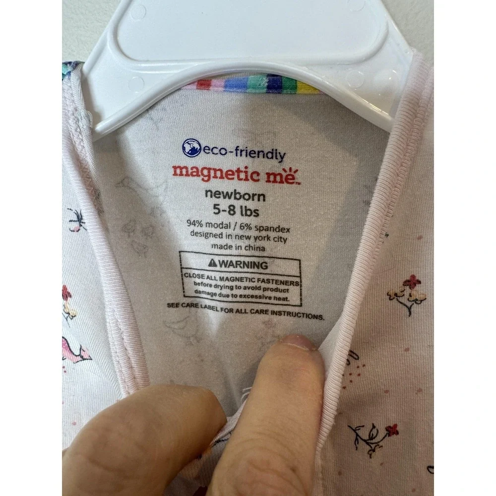 Magnetic Me Footie Pajamas Baby Girls Newborn Pink Animal One Piece Coverall